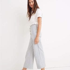 Madewell Emmett Wide-Leg Crop Pants in Blue Stripe 28